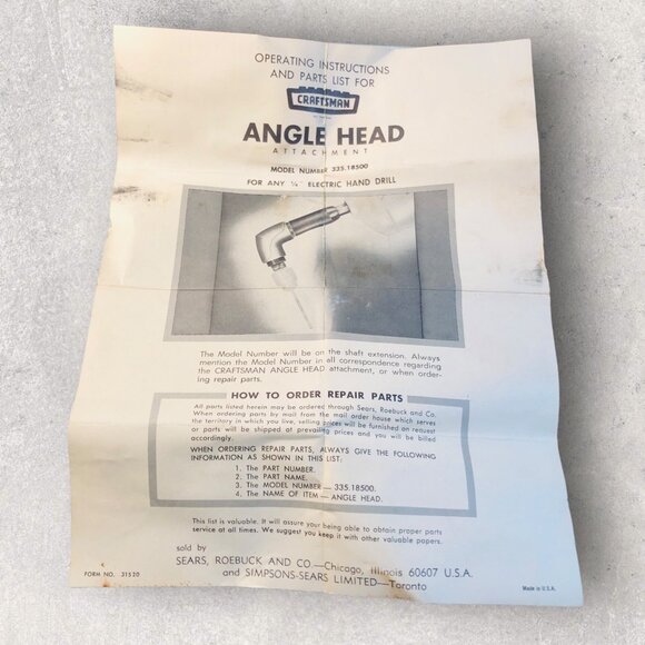 Sears Craftsman Angle Head Attachment For Right Angle Drilling 1850 - Picture 9 of 10